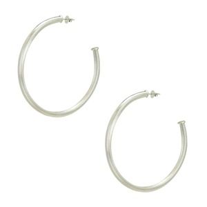 Sheila Fajl Everybody's Favorite 2.25" Tubular Hoop Earrings in Brush Silver